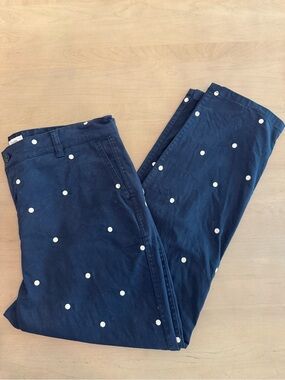 J Crew Navy Cotton Polka Dot Chinos - Size 32